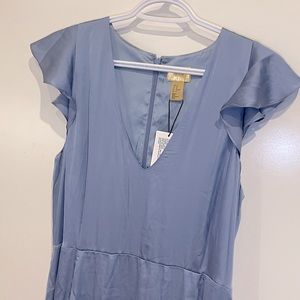 Dusty blue long satin H&M dress